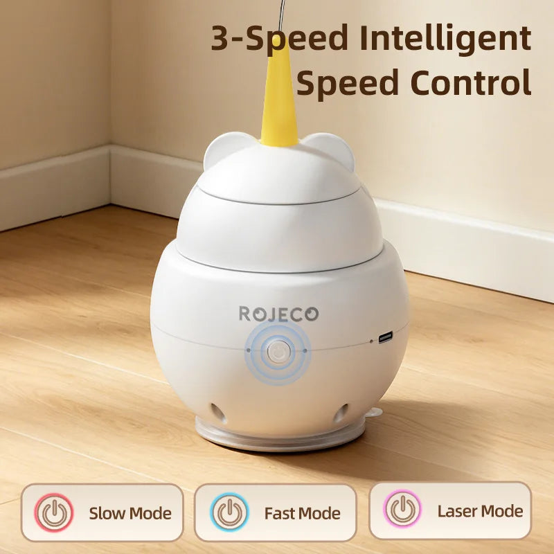 ROJECO 2 in 1 Laser Smart Cat Toy Funny Feather Kitten Teaser Indoor Play Automatic Electric Induction Cat Toys Pet Accessories