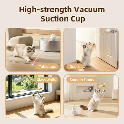 ROJECO 2 in 1 Laser Smart Cat Toy Funny Feather Kitten Teaser Indoor Play Automatic Electric Induction Cat Toys Pet Accessories