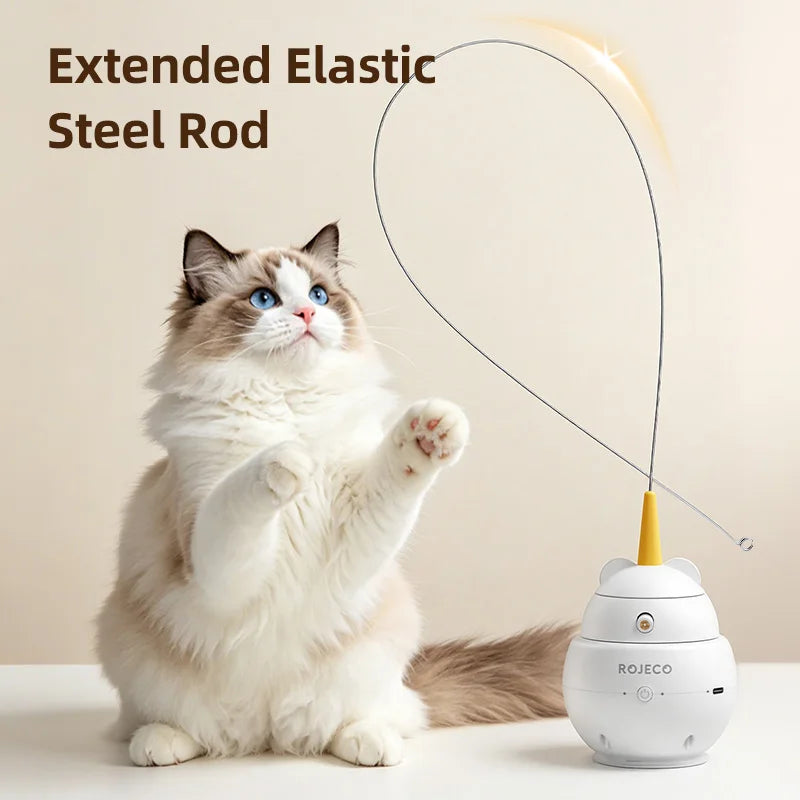 ROJECO 2 in 1 Laser Smart Cat Toy Funny Feather Kitten Teaser Indoor Play Automatic Electric Induction Cat Toys Pet Accessories